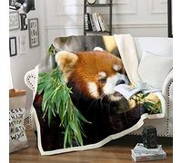 Couverture polaire à motif panda rouge pour enfants, garçons, filles, adolescents - Couverture respirante pour canapé-lit, 127 x 152 cm