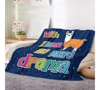 Couverture polaire amusante avec citation « No More Drama », douce et colorée, alpaga mignon, cadeau pour enfants et adultes (lama, 150 x 200 cm)