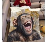 Couverture Polaire Animaux Chimpanzés 150x200 cm Plaid Flanelle Doux et Confortable, Couverture Chaude pour Lit 1 ou 2 Personnes, Jeté de Canapé Enfant et Adulte, Aquarelle