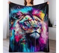 Couverture Polaire avec Motif De Lion, en Flannel Douce Chaude Et Confortable, pour Canapé Ou Lit. Linge De Lit Couvre-lit Couverture（130×150cm）