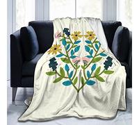 Couverture Polaire Beautiful Flower Symmetry Folk Art Plaid Polaire Confortable Plaid Canape Haute Qualité Couverture en Peluche pour Toutes Les Saisons Canapé Camping M