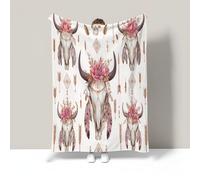 Couverture Polaire Beige 70X100Cm Os Bohème Floral Ethnique Imprimé, Légère Légères Couverture De Lit Douce Chaude Jeté De Canapé Flanelle, Parfait pour Enfant Adult