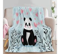 Couverture Polaire Bleu Clair Adulte, Plaid en Flanelle Douce Polaire Plante Forme De Cœur Animal Panda pour Enfants Garçons et Filles - Jeté de Lit Canapé Camping Voyage, 180 x 200 cm