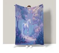 Couverture Polaire Bleu Rose 200X200Cm Animaux Fantastiques Paysage Forestier Imprimé, Légère Légères Couverture De Lit Douce Chaude Jeté De Canapé Flanelle, Parfait pour Enfant Adult