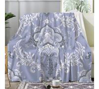 Couverture Polaire Bohème Floral - Plaid Style Médiéval Jeté de Canapé - Plaid Lit 1 Personne en Flanelle Doux et Chaud 150x200 cm, G-74