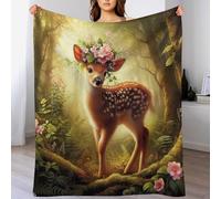 Couverture Polaire Cerf pour Le Canapé, Le Lit, Couvertures Moelleuse Flannel pour Toutes Les Saisons, 130×150cm