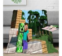 Couverture polaire chaude d'hiver en flanelle sur le theme Minecraft, epaisse, douce et soyeuse, ideale pour l'automne et l'hiver, de la maternelle a la 14e annee.