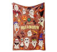Couverture polaire chaude pour Halloween avec fantômes, citrouilles et sorcières