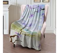 Couverture Polaire Cherry Nature Drawing Chinese Japan Landscape Graphic Painting Cloud Design Asia Landmarks Plaid Canape Confortable Plaid Polaire Haute Qualité Couverture en Peluche pour M