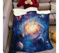 Couverture Polaire Ciel étoilé et nébuleuses 130 x 150 cm Plaid Sherpa Flanelle Imprimé 3D, Super Doux et Chaud pour Lit, Canapé, Enfant ou Adulte, Violet