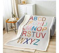 Couverture polaire colorée - Couverture de lit motif alphabet 3D pour canapé ou lit - Douce, chaude et légère - Cadeau pour enfants et adultes (101,6 x 127 cm)