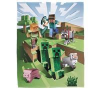 Couverture polaire corail douillette avec personnages du monde de Minecraft pour fans, enfants, adolescents et adultes 160 x 200 cm