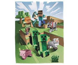Couverture polaire corail douillette avec personnages du monde de Minecraft pour fans, enfants, adolescents et adultes 160 x 200 cm