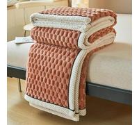 Couverture Polaire Couverture Chaude et Épaisse pour Canapé et Lit Couverture lestée Doux et Plaid Fausse Fourrure Plaid Chaude et Confortable pour Salon Camping Voyage(Orange,120 * 200cm)
