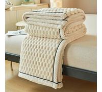 Couverture Polaire Couverture Chaude et Épaisse pour Canapé et Lit Couverture lestée Doux et Plaid Fausse Fourrure Plaid Chaude et Confortable pour Salon Camping Voyage(Beige,180 * 200cm)