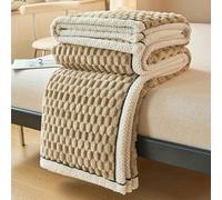 Couverture Polaire Couverture Chaude et Épaisse pour Canapé et Lit Couverture lestée Doux et Plaid Fausse Fourrure Plaid Chaude et Confortable pour Salon Camping Voyage(Khaki,180 * 200cm)
