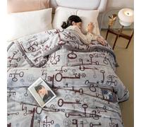 Couverture Polaire, Couverture Peluche pour Très Grand Lit,Couverture Lourde Vison Coréen 3.5 Kg, Douce Et Chaude, Couverture Lit À 2 Plis, Imprimée A&B,H,200x230cm/8Lb