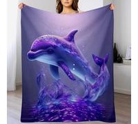 AAPZY Couverture Polaire Dauphin pour Le Canapé, Le Lit, Le Voyage en Plein Air, Couverture Moelleuse Et Duveteuse en Flannel pour Toutes Les Saisons, (140×180cm)