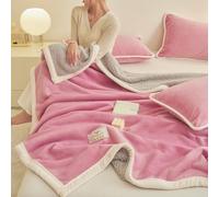 Couverture polaire double face, couverture épaisse en laine d'agneau double face - Couverture chaude en velours de lait pour toutes les saisons pour décoration de canapé-lit (E 180 x 200 cm/71 x 79" E