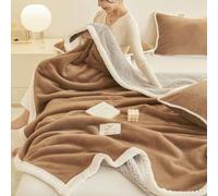 Couverture polaire double face, couverture épaisse en laine d'agneau double face - Couverture chaude en velours de lait pour toutes les saisons pour décoration de canapé-lit (C 200 x 230 cm/79 x 91" C