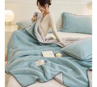 Couverture polaire double face, couverture épaisse en laine d'agneau double face - Couverture chaude en velours de lait pour toutes les saisons pour décoration de canapé-lit (P 200 x 230 cm/79 x 91" P