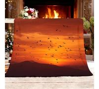 Couverture Polaire Douce et Légère 130x150 cm CréPuscule Ciel de Feu Chaude Moelleuse Flanelle Couverture Sherpa de Lit Couvre-lit Jeté de Canapé, Convient Adulte et Enfant, Couleur Orange
