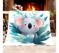 Couverture Polaire Douce et Légère 70x100 cm Blanc Chaude Moelleuse Flanelle Couverture Sherpa de Lit Couvre-lit Jeté de Canapé, Convient Adulte et Enfant, Motif Koala Aquarelle Dessin Animé