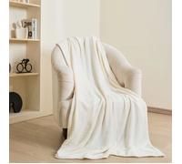 Couverture polaire douce - Paco Home - 150x200 cm - Beige - Polyester - Motif uni - Lavage en machine - Confort