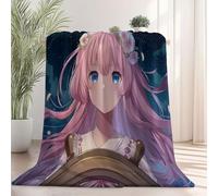 Couverture Polaire Douillette Dessin animé Ciel Nocturne Fille - Ultra Douce et Chaude Bleu-Gris Flanelle Fourrure pour Canapé Lit, Léger et Confortable pour Adultes 80 x 150 cm