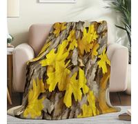 Couverture Polaire Douillette Réalisme Extérieur Feuilles mortes - Ultra Douce et Chaude Jaune Flanelle Fourrure pour Canapé Lit, Léger et Confortable pour Adultes 80 x 150 cm