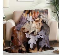 Couverture Polaire Douillette Réalisme Forêt Feuilles mortes - Ultra Douce et Chaude Brun foncé Flanelle Fourrure pour Canapé Lit, Léger et Confortable pour Adultes 80 x 150 cm