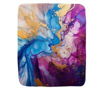 Couverture Polaire Dreamy Abstract Painting Romantic Interplay of Purple Blue Plaid Polaire Confort Couverture en Peluche Moelleuse Plaid Canape pour Camping Chambre À Coucher Canapé M