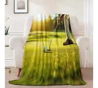 Couverture Polaire en Flanelle 130x150 cm, Sports Golf Imprimée Douce Et Fluffy Vert Couverture - pour Adolescent Et Adultes Adaptée Au Lit Et Au Canapé