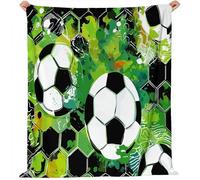 Couverture Polaire en Flanelle 180x200 cm - Imprimé Géométrique Hexagone Football Hiver Chaude Douce Moelleuse Jeté de Canapé, Vert Microfibre Couverture de Lit Convient Adulte et Enfant