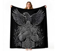 Couverture Polaire en Flanelle 200x200 cm - Imprimé Mystérieux Croix Corbeau Hiver Chaude Douce Moelleuse Jeté de Canapé, Noir Microfibre Couverture de Lit Convient Adulte et Enfant