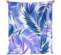 Couverture polaire en flanelle 70x100 cm - Imprimé Couleur Feuilles De Palmier Hiver Chaude Douce Moelleuse Jeté de Canapé, Violet Bleu Microfibre Couverture de Lit Convient Adulte et Enfant