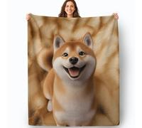 Couverture Polaire en Flanelle avec imprimé Photographie Mignon Animaux Shiba Inu - Antistatique Confortable Fluffy Doux et Chaude Tanné Plaids,100 x 130cm pour Salon Chambre Coucher