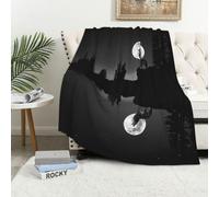 Couverture polaire en flanelle de qualité supérieure Wolf Night Moon de qualité supérieure, 280/320 g/m², imprimée intégrale, douce et chaude, pour maison, lit, canapé