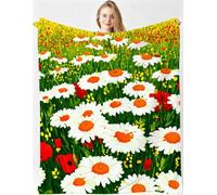 Couverture Polaire en Flanelle Douce 240x260 cm Fleurs Blanches, ZQ4764 | Couverture Polaire Imprimée 3D, 2 Personnes Idéale pour le Camping, Idée Cadeau Parfaite pour Anniversaires et Fêtes