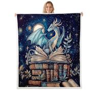 Couverture polaire en flanelle motif dragon de l'Ouest - Couverture pelucheuse pour canapé, canapé, ciel étoilé, toutes saisons, pour lit - 152,4 x 203,2 cm, marron marine