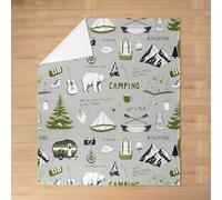 Couverture polaire en flanelle pour camping et aventure, ours poisson, tente de camping, chasse, pêche, chaise, canapé, lit, 76,2 x 101,6 cm