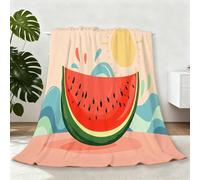 Couverture Polaire en Flanelle Tranche De Pastèque Style Dessin Animé, Couverture en Microfibre Douce, Rouge Ultra Douce et pour lit canapé Bureau 220 x 240 cm