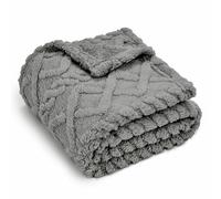 Couverture Polaire en Mélange de Coton Jacquard Uni 76 X 102 Cm, Serviette de Bain, Idéale for Les Siestes Au Bureau, Lavable en Machine, Idéale Comme Cadeau(Dark grey twist)