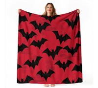 Couverture Polaire en Microfibre Flanelle 200 x 220 cm Motif Silhouette De Chauve-Souris Minimaliste, Canapé Nap Couvertures pour canapé lit Couch Chambre Salon Enfant Adolescents et Adultes, Rouge