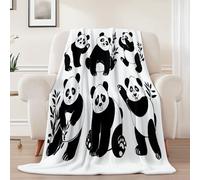 Couverture Polaire Épaisse 150 x 200 cm,Minimaliste Animaux Panda Couvertures Douceur Extrême et Chaleur Instantanée - Parfaite pour Nuits d’Hiver Blanc