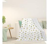 Couverture polaire épaisse à imprimé d'étoiles, pour canapé, motif étoiles, thème anniversaire, couverture et jeté pour canapé, blanc doré, 203 x 152,4 cm