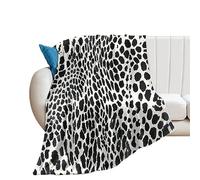 Couverture polaire épaisse en flanelle à imprimé léopard guépard noir et blanc pour lit, canapé, chaise, couverture chaude et confortable pour les dormeurs chauds, 152 x 203 cm