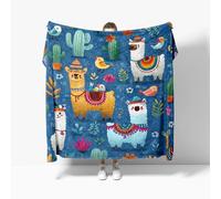 Couverture Polaire et Plaids Flanelle 100x130cm - Animaux Et Plantes de Dessins AniméS Couverture Duveteux et Légère pour Lit, Canapé, Camping et Voyage, Bleu Jeté de Canapé Chaude Ultra Douce