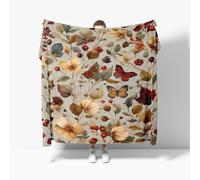 Couverture Polaire et Plaids Flanelle 100x130cm - Imprimé Papillon Botanique Couverture Duveteux et Légère pour Lit, Canapé, Camping et Voyage, Couleur RéTro Jeté de Canapé Chaude Ultra Douce
