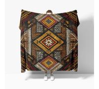 Couverture Polaire et Plaids Flanelle 130x150cm - Art GéOméTrique Tribal Africain Couverture Duveteux et Légère pour Lit, Canapé, Camping et Voyage, Brun Jeté de Canapé Chaude Ultra Douce